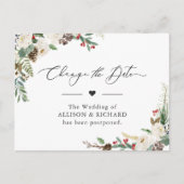 Uitgestelde datum Rustic Winter Floral Uitgesteld Briefkaart (Voorkant)