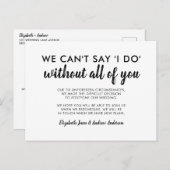 Uitgestelde datumwijziging Kan niet zeggen dat ik  Aankondigingskaart (Voorkant / Achterkant)