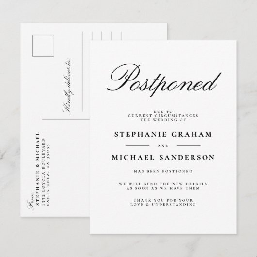 Uitgestelde Elegante Uitnodiging Voor Huwelijksfee (Voorkant / Achterkant)