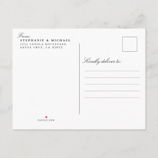 Uitgestelde Elegante Uitnodiging Voor Huwelijksvol Briefkaart (Achterkant)