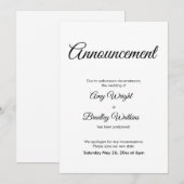 Uitgestelde huwelijksaankondiging Elegante Kaart (Voorkant / Achterkant)