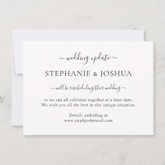 Uitgestelde opnieuw geprogrammeerde trottoirkaart aankondiging (Achterkant)