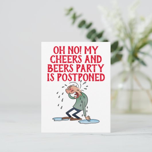 Uitgestelde opzegging van de partij voor kaas en b briefkaart (Staand voorkant)