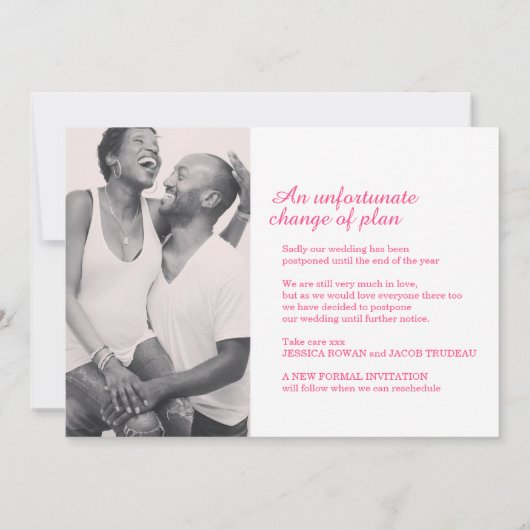 Uitgestelde rode camelia huwelijksannulering aankondiging (Achterkant)