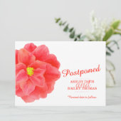 Uitgestelde rode camellia huwelijksannulering aankondiging (Staand voorkant)