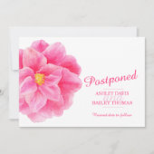 Uitgestelde roze camellia huwelijksannulering aankondiging (Voorkant)