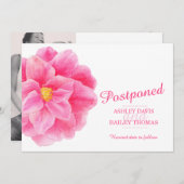 Uitgestelde roze camellia huwelijksannulering aankondiging (Voorkant / Achterkant)