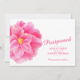 Uitgestelde roze camellia huwelijksannulering aankondiging