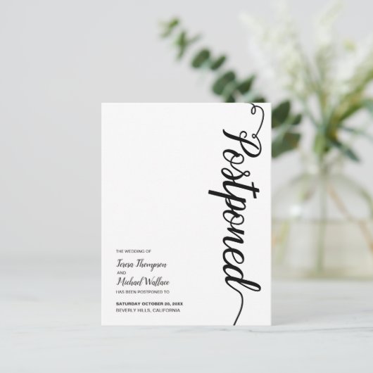 Uitgestelde Script Simple Modern Weddenschap Briefkaart (Staand voorkant)