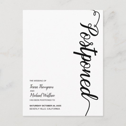 Uitgestelde Script Simple Modern Weddenschap Briefkaart (Voorkant)