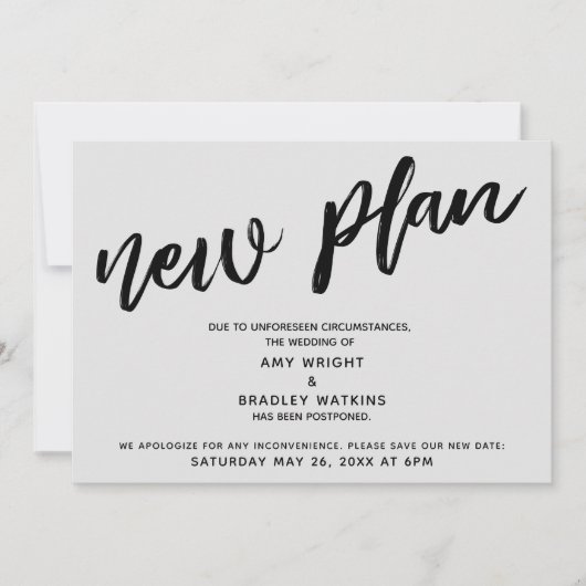 Uitgestelde Trouw Aankondiging "Nieuw Plan" Grijs (Voorkant)