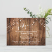 Uitgestelde Trouw Aankondiging Rustieke Houten Lic (Staand voorkant)