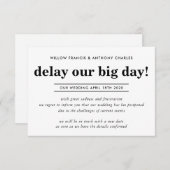 UITGESTELDE TROUW dag uitstellen onze grote dag ee Kaart (Voorkant / Achterkant)