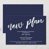 Uitgestelde Trouw Nieuwe Planning Marineblauwe Aan Kaart (Voorkant / Achterkant)