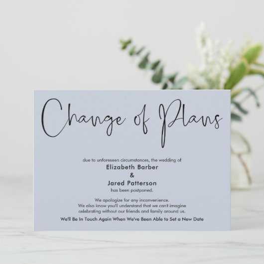 Uitgestelde Trouw Stof Blauw Wijziging van Plannen Kaart (Staand voorkant)