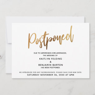 Uitgestelde Trouw Uitnodiging Gouden Typografie Aa