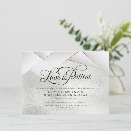 Uitgestelde Trouw Zilver Vorst Wit Facetten Kaart (Staand voorkant)