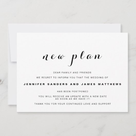 Uitgestelde trouwannonce kaart (Voorkant)