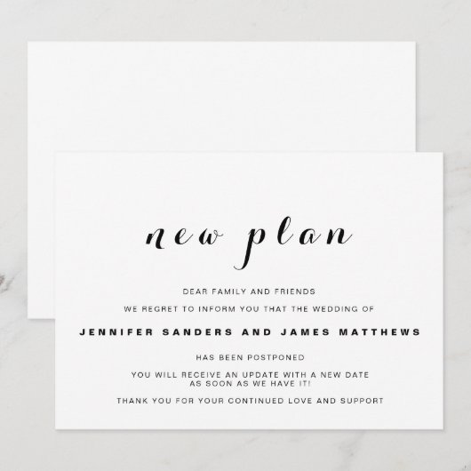 Uitgestelde trouwannounce kaart (Voorkant / Achterkant)