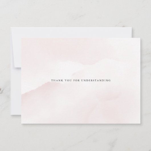 Uitgestelde Trouwdag Aquarel Bleek Roze Roos Kaart (Achterkant)