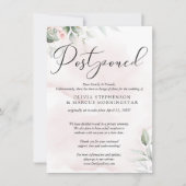 Uitgestelde Trouwdag Aquarel Bleek Roze Roos Kaart (Voorkant)