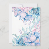 Uitgestelde Trouwdag Aquarel Roze en Blauwe Bloeme Kaart (Achterkant)