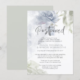 Uitgestelde Trouwdag Aquarel Stofblauwe Bloemen Kaart