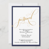 Uitgestelde Trouwdag Elegante Navy & Gouden Streep Kaart (Voorkant)