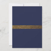 Uitgestelde Trouwdag Elegante Navy & Gouden Streep Kaart (Achterkant)