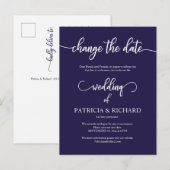 Uitgestelde Trouwdag Goedkoop Elegant Navyblauw Briefkaart (Voorkant / Achterkant)