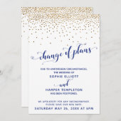 Uitgestelde Trouwdag Goud Marine Kleur Wissel van  Kaart (Voorkant / Achterkant)