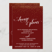 Uitgestelde Trouwdag Goud & Rood Wijziging van de  Kaart (Voorkant / Achterkant)