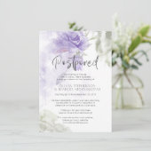 Uitgestelde Trouwdag Waterverf Paarse Bloemen Kaart (Staand voorkant)