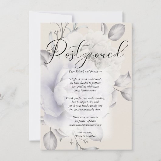 Uitgestelde Trouwdag Waterverf Sering Pioenroos Kaart (Voorkant)