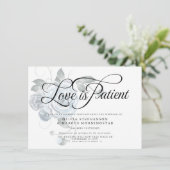 Uitgestelde Trouwdag  Waterverf Stof Blauw Bloemmo Kaart (Staand voorkant)