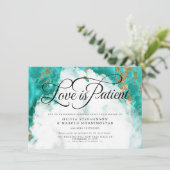 Uitgestelde Trouwdag Waterverf Turquoise Geode Kaart (Staand voorkant)