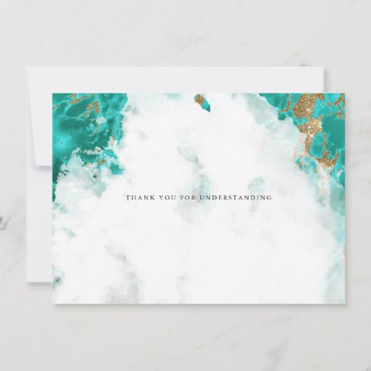 Uitgestelde Trouwdag Waterverf Turquoise Geode Kaart (Achterkant)