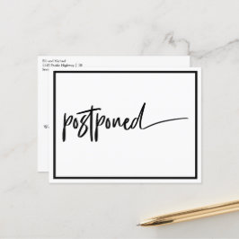 Uitgestelde Trouwdag Zwart Wit Modern Aankondigingskaart