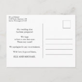 Uitgestelde Trouwdag Zwart Wit Modern Aankondigingskaart (Achterkant)