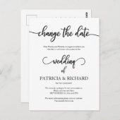 Uitgestelde trouwdatum aankondiging goedkoop elega briefkaart (Voorkant / Achterkant)