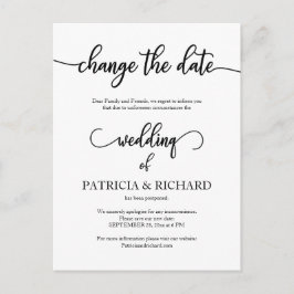 Uitgestelde trouwdatum aankondiging goedkoop elega briefkaart