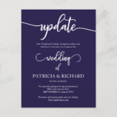 Uitgestelde trouwdatum aankondiging Navy Blue Briefkaart (Voorkant)