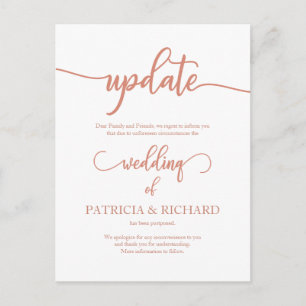 Uitgestelde trouwdatum aankondiging Roos Gold Briefkaart