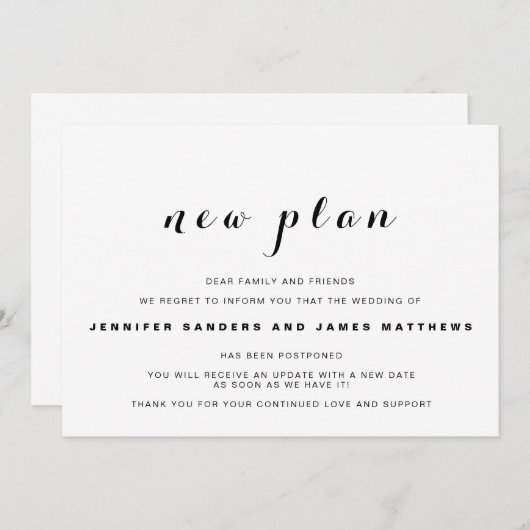 Uitgestelde trouwdatum kaart (Voorkant / Achterkant)
