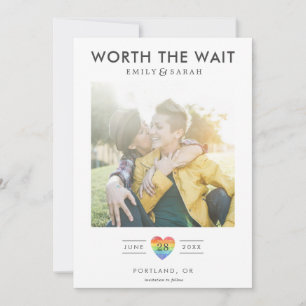 Uitgestelde Trouwdatum LGBTQ Save the Date met Fot