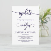Uitgestelde Trouwdatum Navy Blue Script Kaart (Staand voorkant)