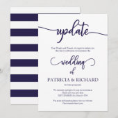 Uitgestelde Trouwdatum Navy Blue Script Kaart (Voorkant / Achterkant)