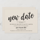 Uitgestelde Trouwdatum, Nieuwe Datum, Crème, Aanko Kaart (Voorkant / Achterkant)