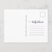 Uitgestelde Trouwdatum Update Navy Blue Script Briefkaart (Achterkant)