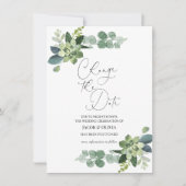 Uitgestelde trouwkaart met eucalyptus kaart (Voorkant)